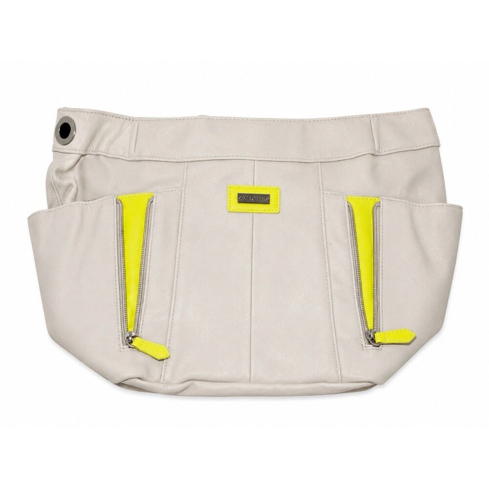 Miche Bag Women's Medium Beige Alicia Neon Yellow Zip Pockets Shell NWOT